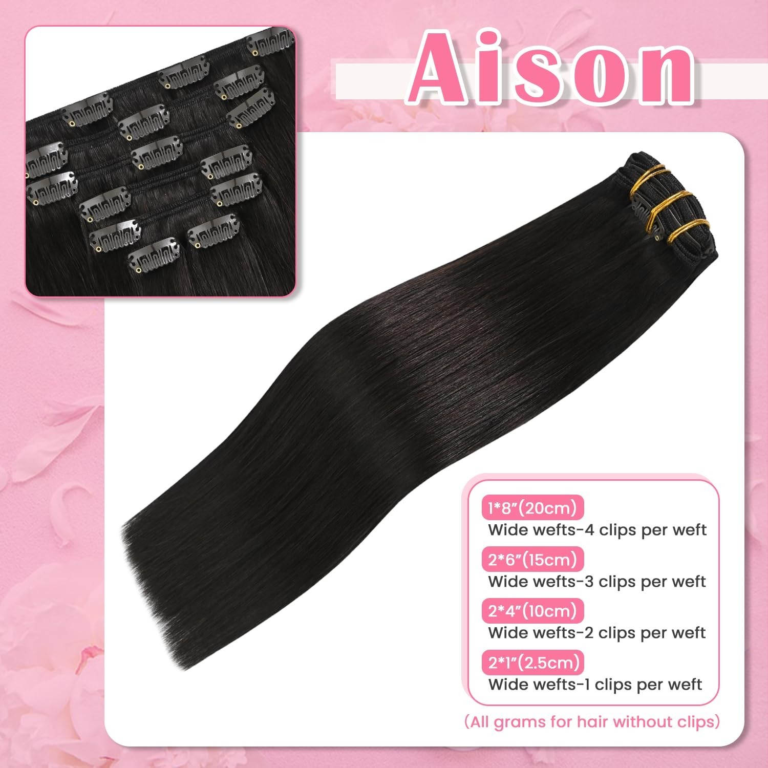 Aison Dark Brown Clip in Hair Extensions Real Human Hair 70G Remy Human Hair …