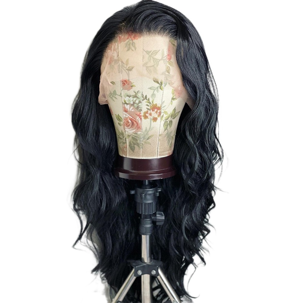 Long Wavy Women Lace Front Wigs Natural Off black Heat Resistant Synthetic Hair