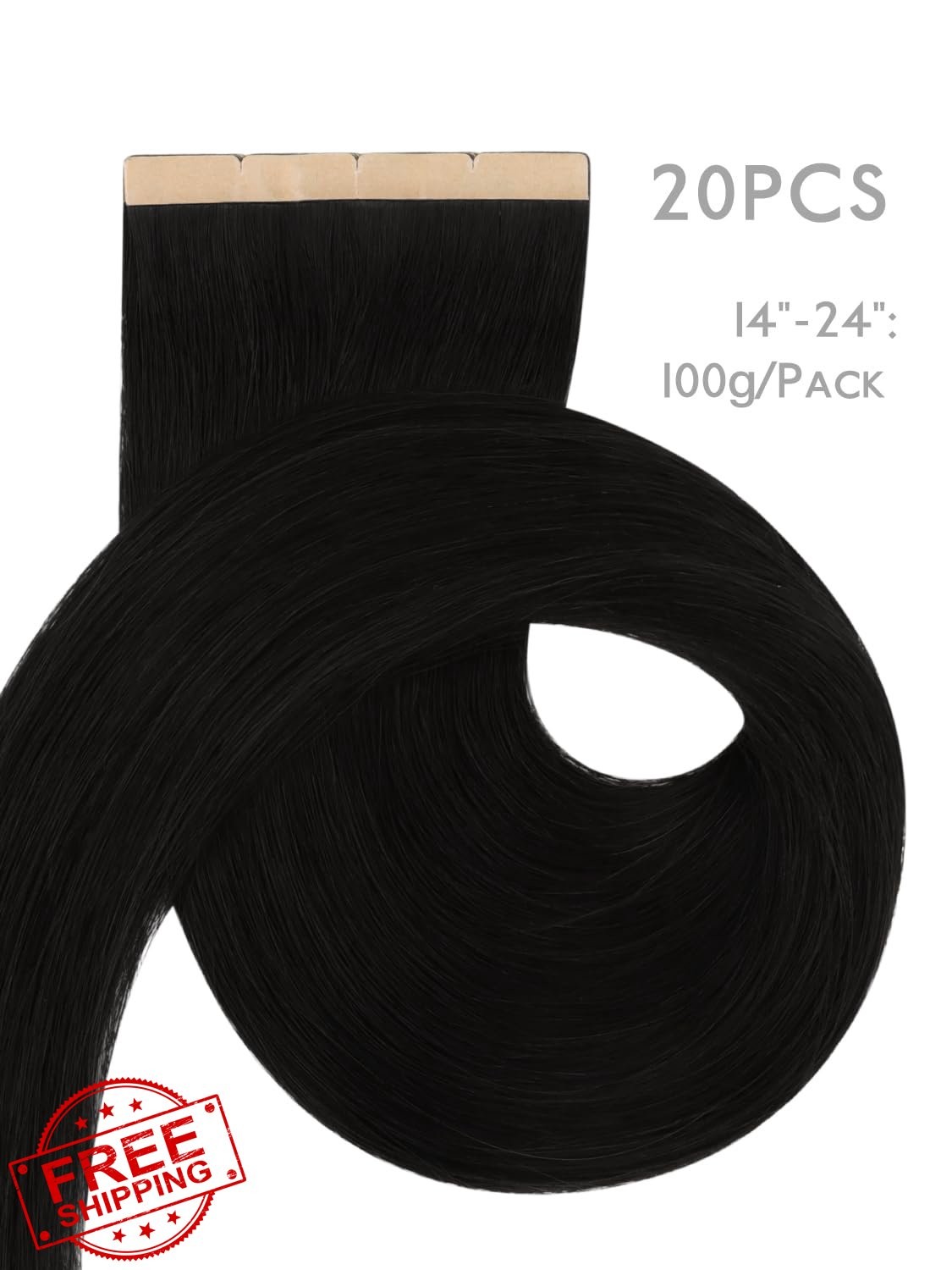 Wennalife Tape Hair 8cm #1 24in 100g