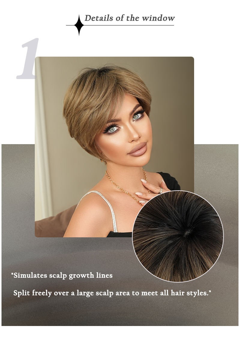 26″ Brown to Gold Ombre Wavy Wig Heat Resistant Synthetic Cosplay Party Wedding