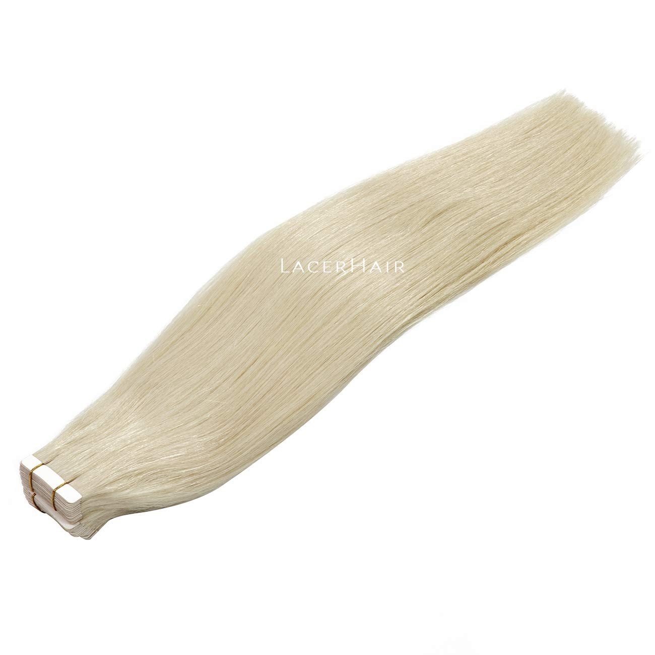 Lacer Blonde Tape-In Hair Extensions Human Hair Light Platinum Blonde 22″ 50g 20