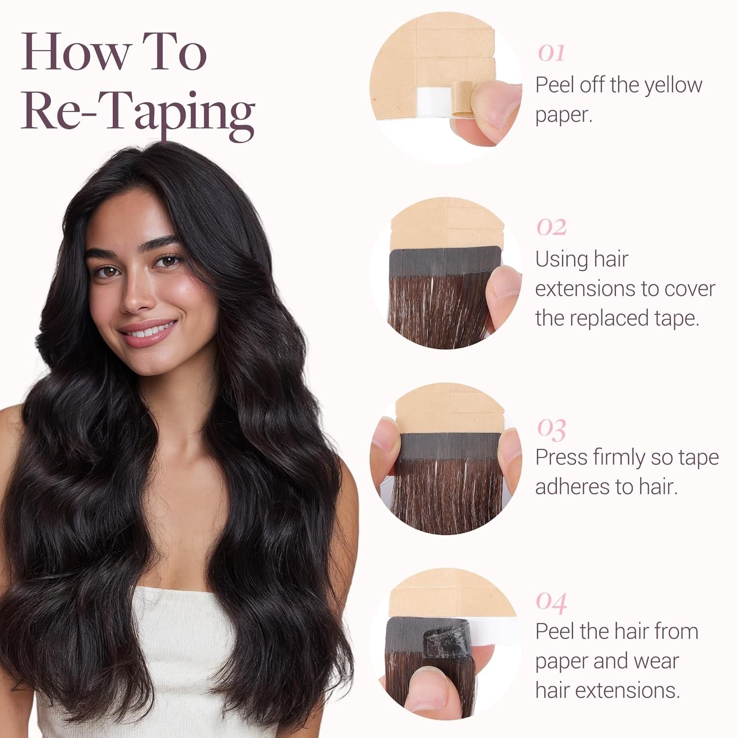 Luxurious 20-Inch Tape-In Extensions, Dark Brown 50g Remy Human Hair, 20pcs