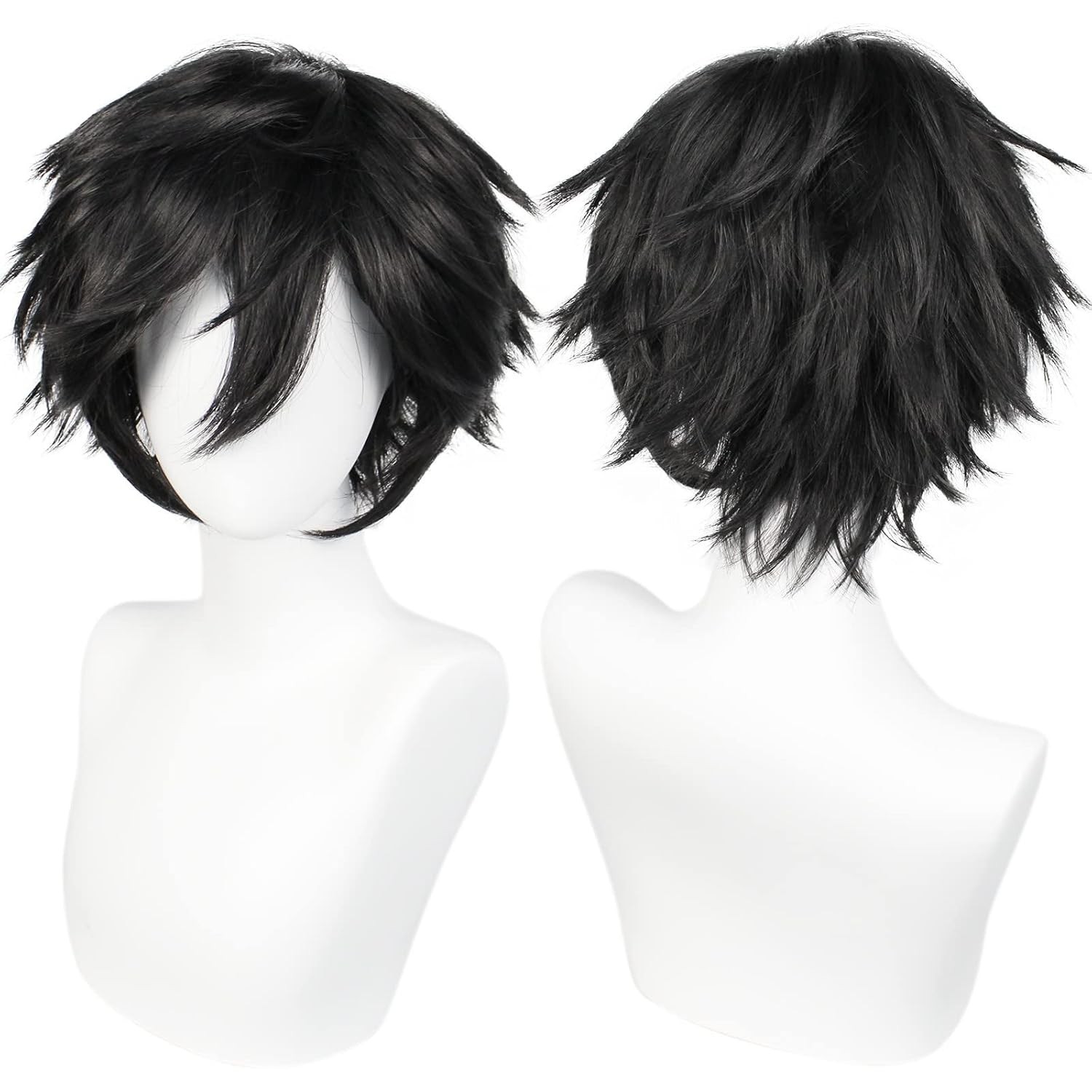 ANOGOL Short Black Wig Men Black Anime Cosplay Wig for Halloween Costume | Hair