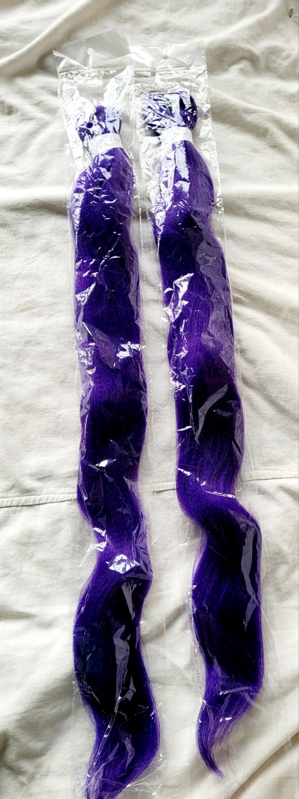 TWO NEW! Purple Braiding Hair, Pre-Stretched, Approximately 28 Inches Long