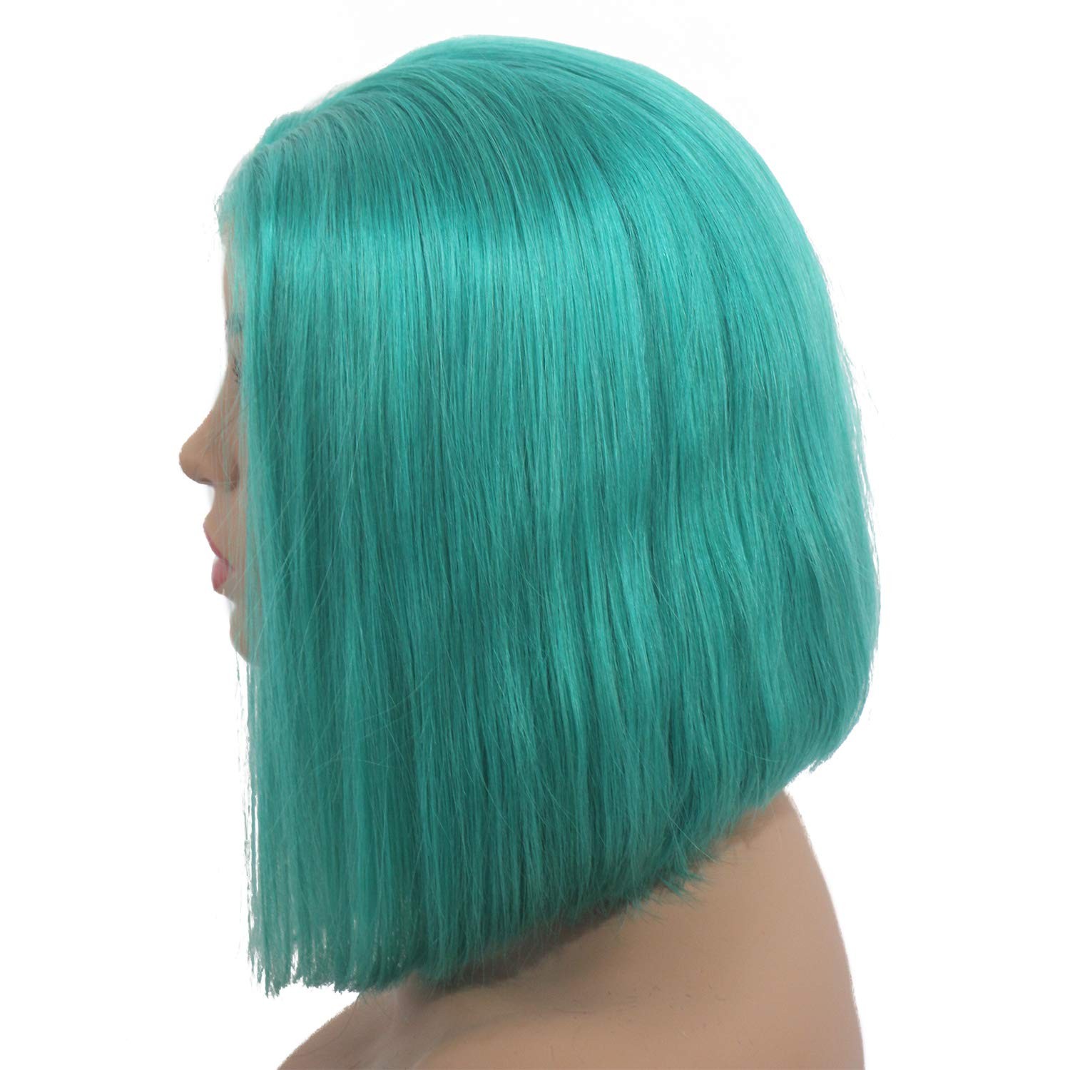 Smartinnov 14Inch Human Hair Lace Front Wigs Bleached Knots 180 Density Silky