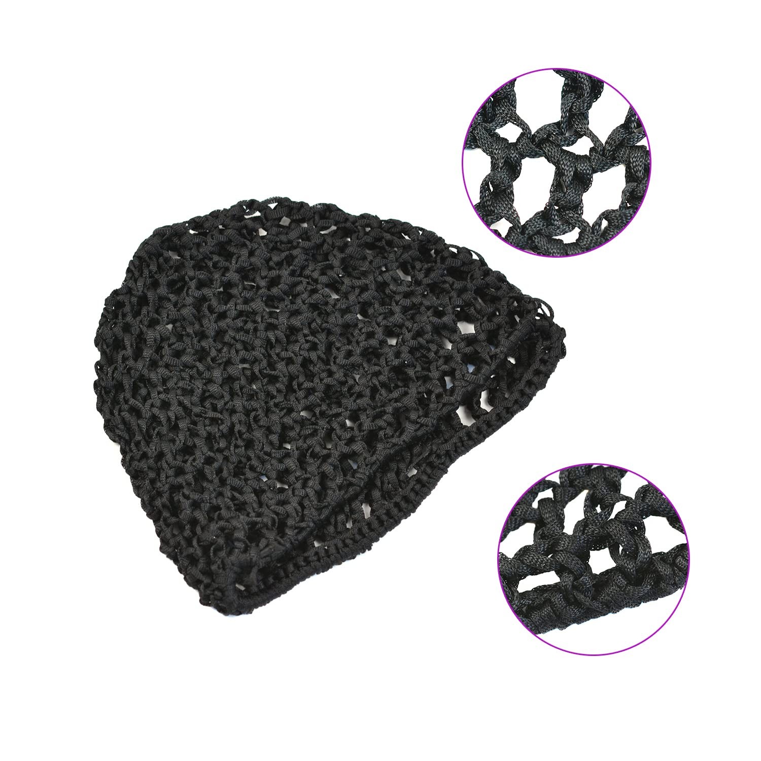 4 Pieces Black Wig Cap Mesh Hair Nets Crochet Hair Net Rayon Knit Snood Sleep…
