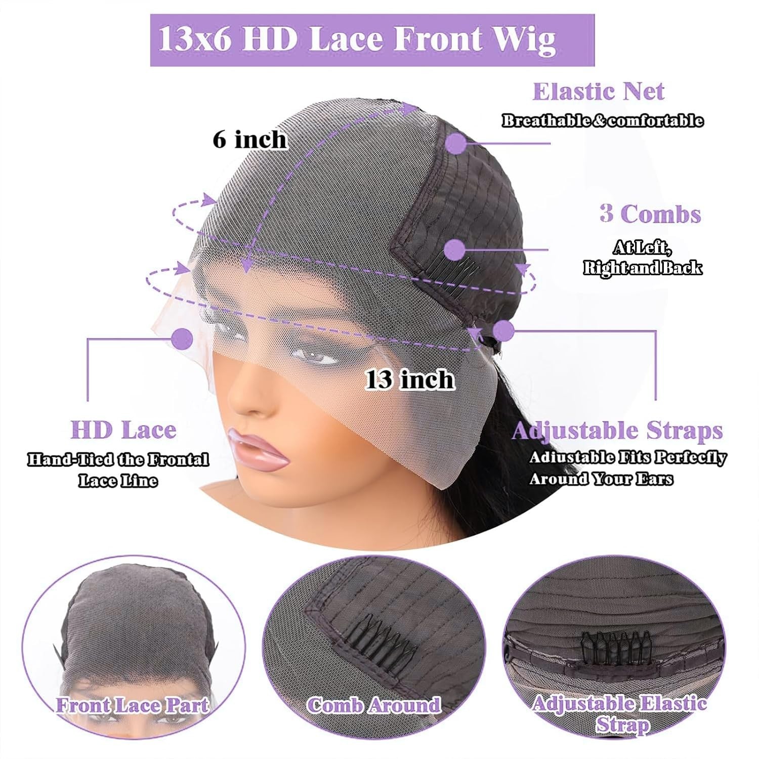 26 Inch Deep Wave Wig Human w/ Baby Hair 200 Density 13×6 Lace for Black Women