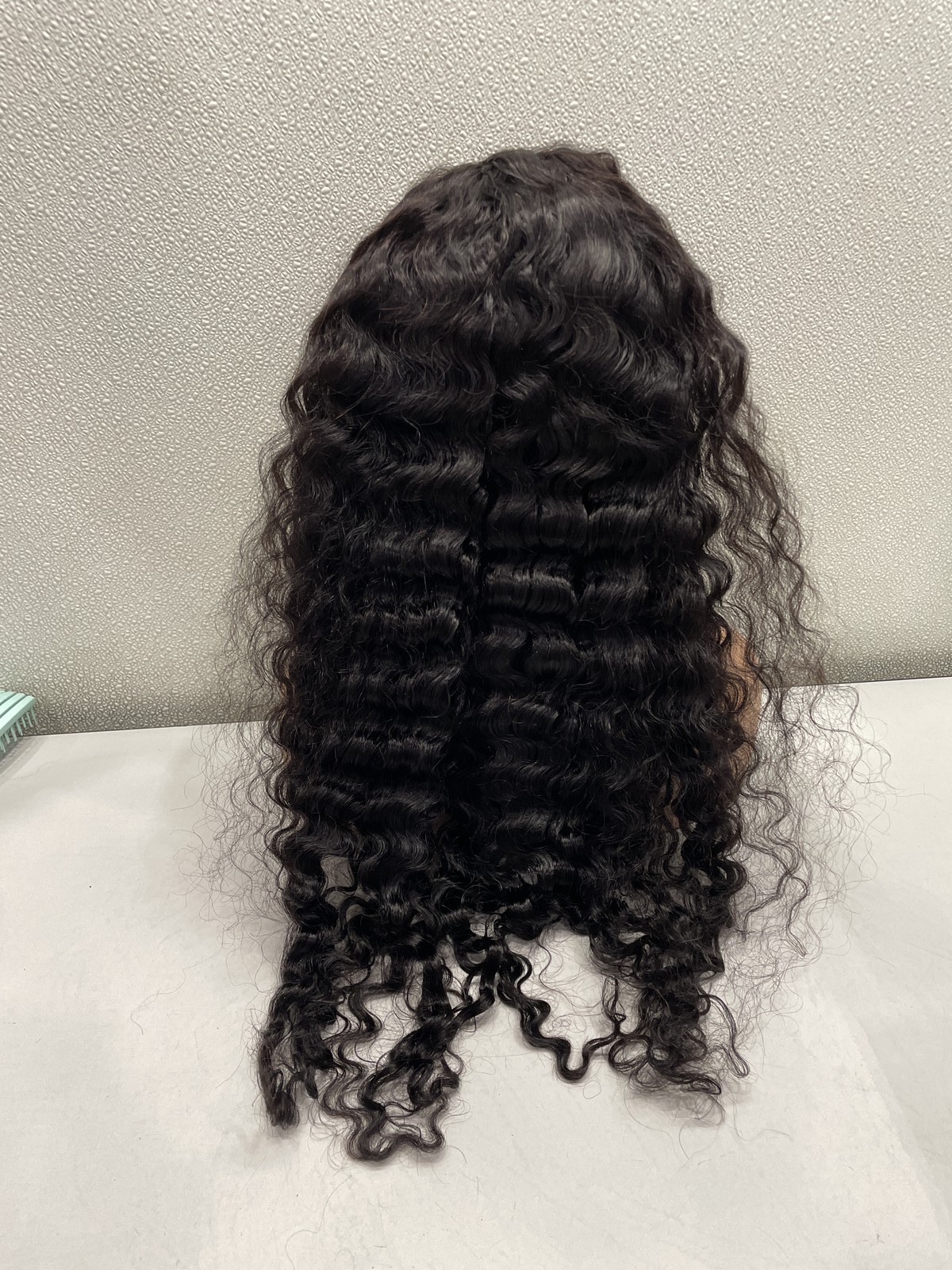 Natural Black Deep Wave Human Hair Blend 13×4 Lace Front 180% Density Wig, 26″