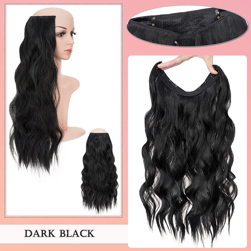 US 100% Real Natural as Human Invisible Wire in Hair Extensions One Piece + Ring