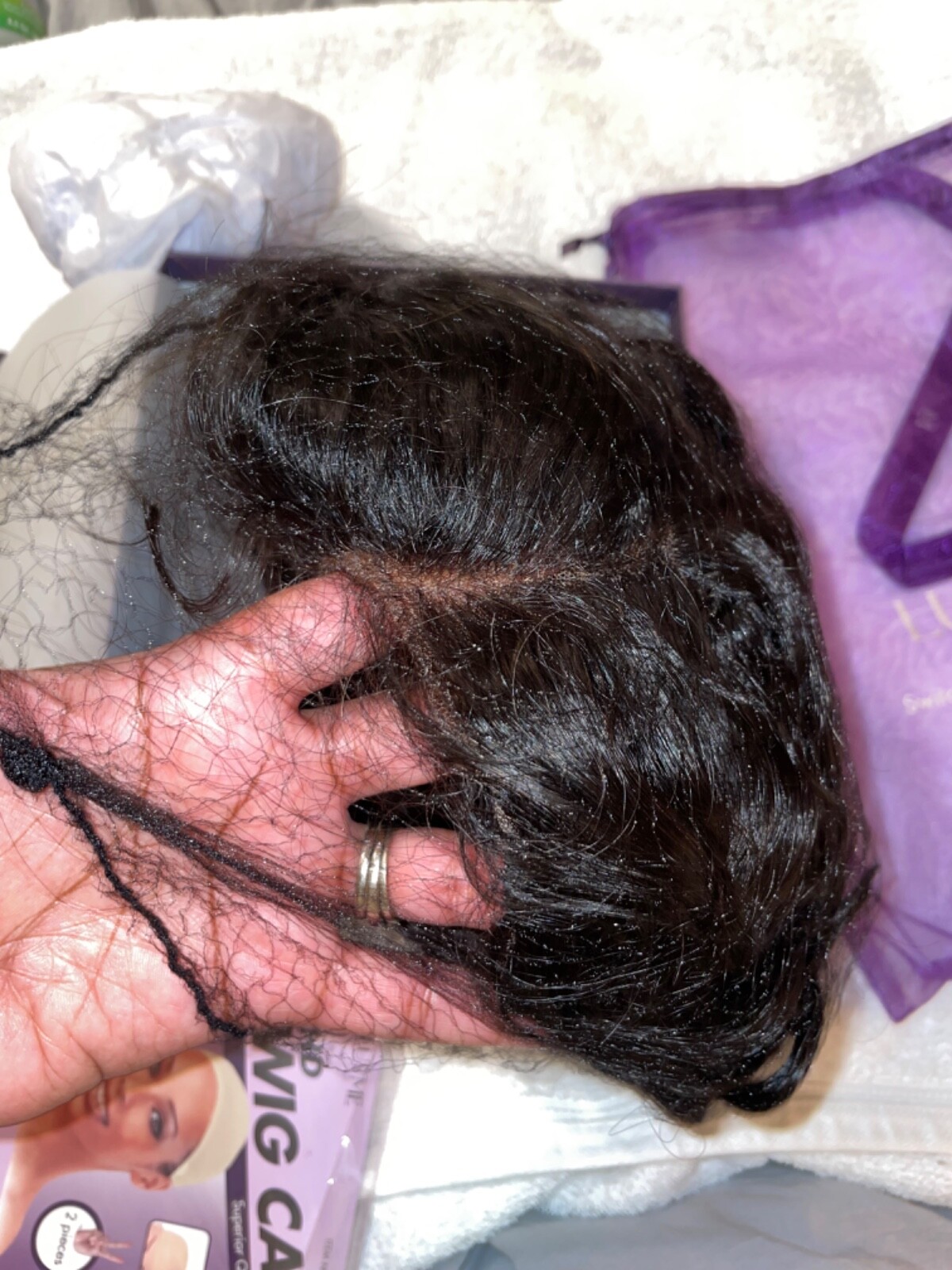 Luvme Hair Mature Bouncy Left C Part Natural Black Ombre Loose Wave Glueless