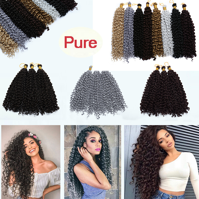 5 Pack Afro Deep Water Wave Hair Extensions Kinky Curly Crochet Braid Hairpiece