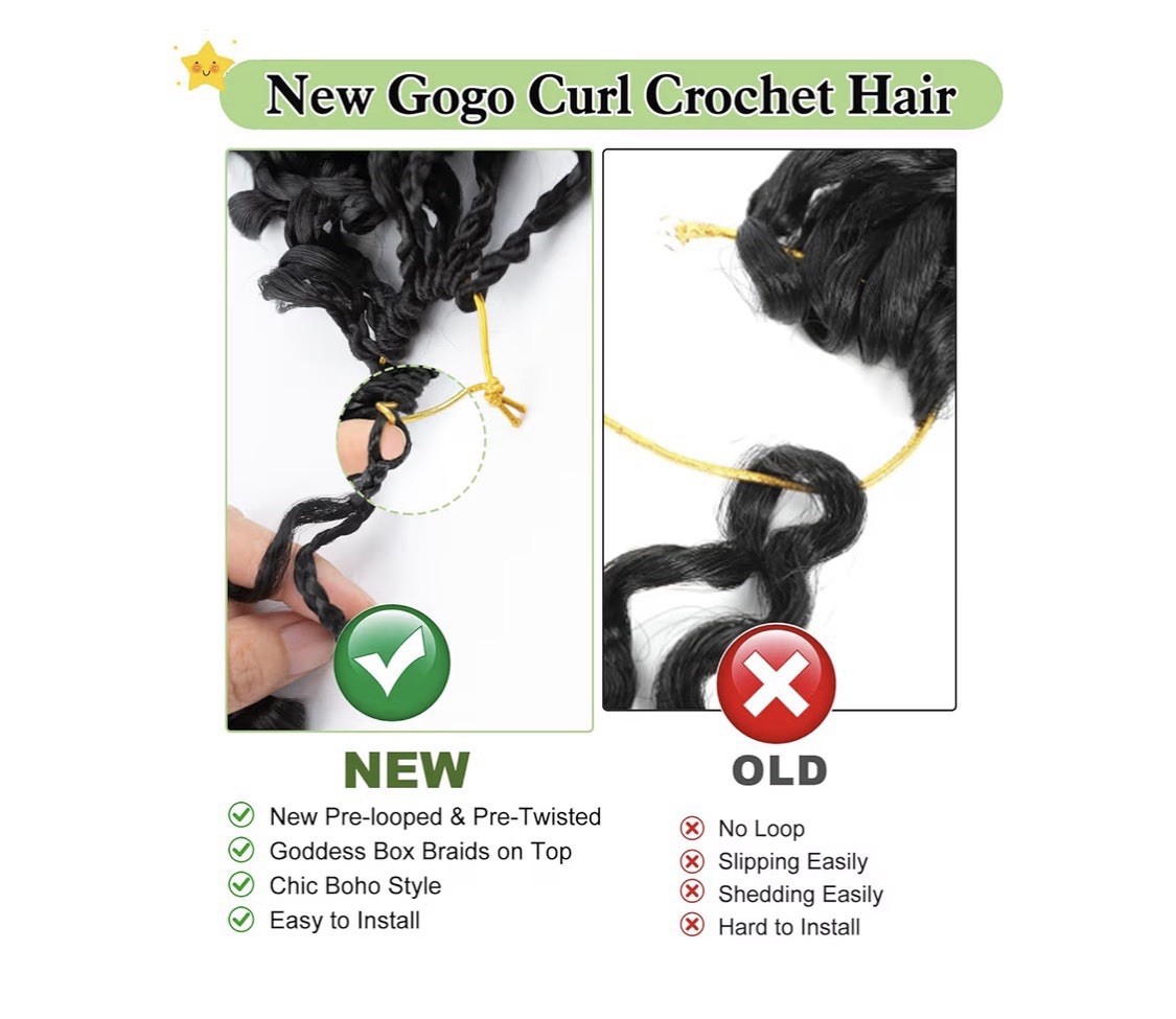 Curly Crochet Hair for Black Women Pre Looped Gogo Curl Crochet Hair 1B3027 Boho