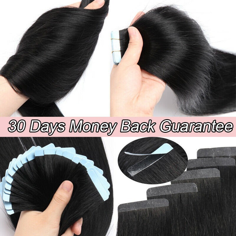 Invisible Tape In Real Human Hair Extensions Skin Weft Hairpiece 20pcs 14-26inch