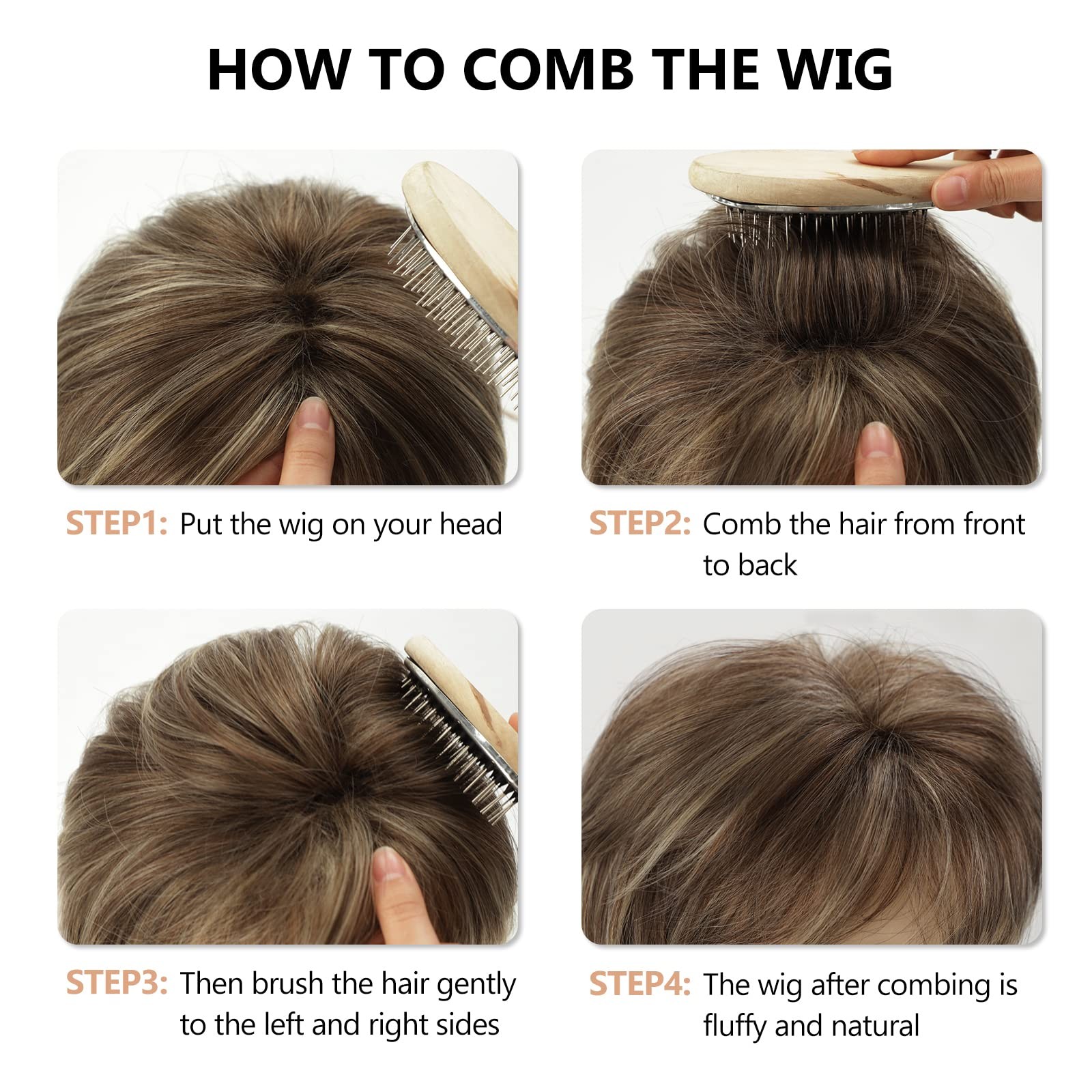 SEVENCOLORS Short Hair Wigs with 22.5 Inch (Pack of 1), Brown mixed blonde