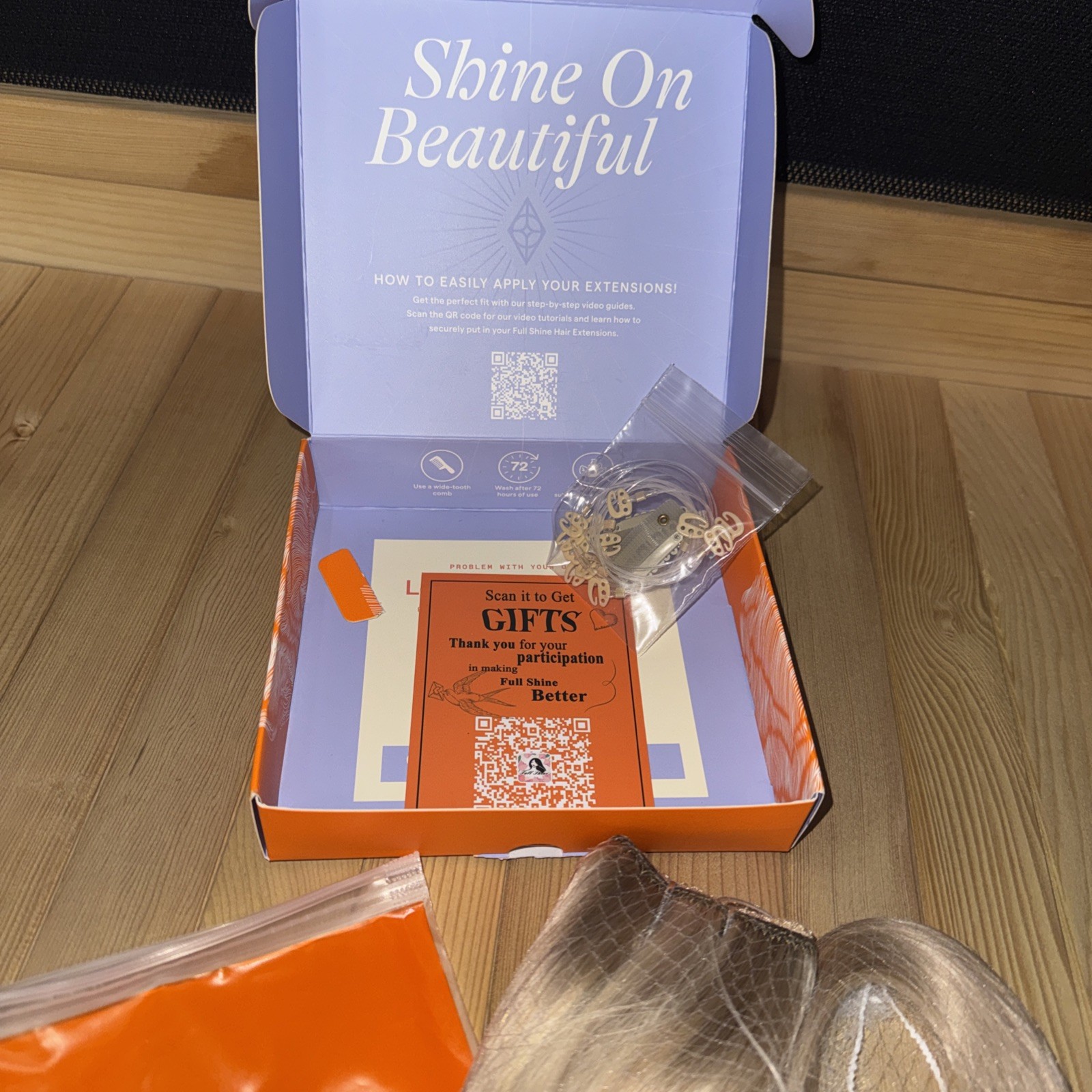 Full Shine Human Hair Extension 16” Brand New In Original Box. Never removed net