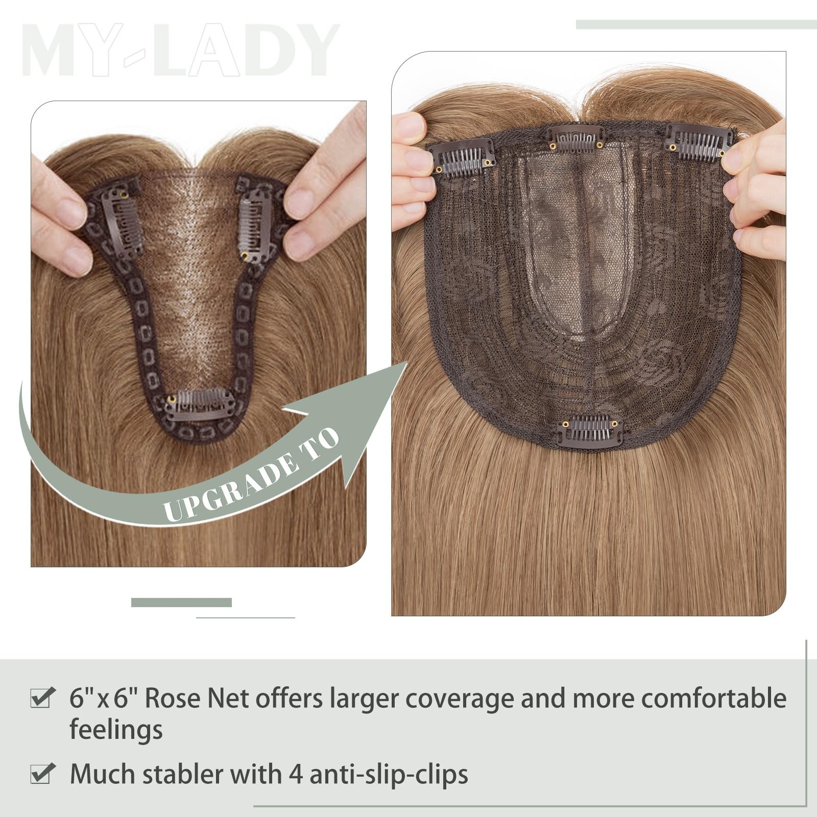 My-Lady Hair Toppers For Women Thinning Hair 18 Inch 6X6 Lace Base Wiglets Side