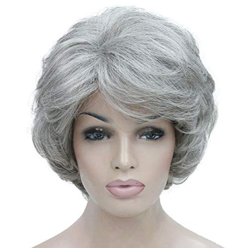 Lydell Womens Short Curly Wavy Wig Synthetic Hair Full Wig 6 inches (51 Silver