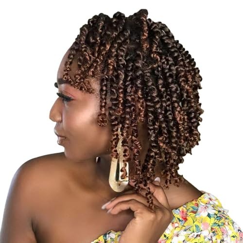 Short Passion Twist Hair 6 Inch 6 Inch (Pack of 8) T30(Ombre Medium Dark Brown)