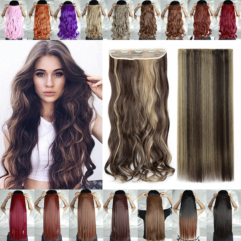 One Piece Full Head Long Thick Clip in Hair Extensions 5 Clips As Human Natural
