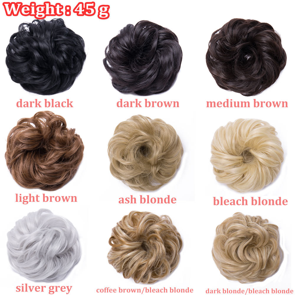 Real Natural Curly Messy Bun Scrunchie Chignon Updo Hair Extensions as Human HYT
