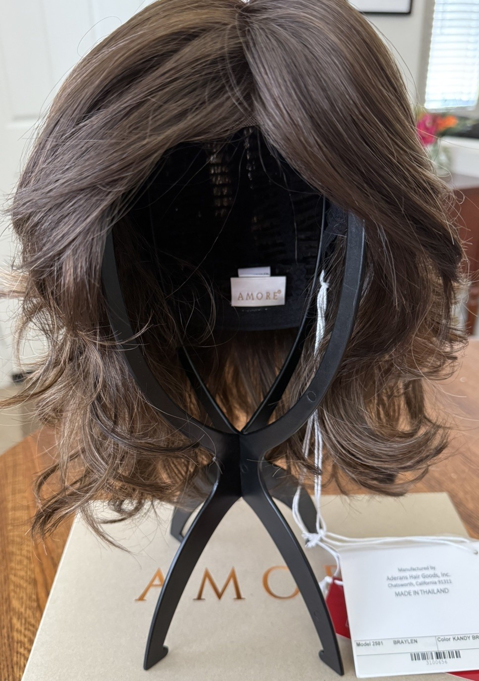 Braylen Wig by Amore, Kandy Brown LR, Wavy Average Lace Front Wig
