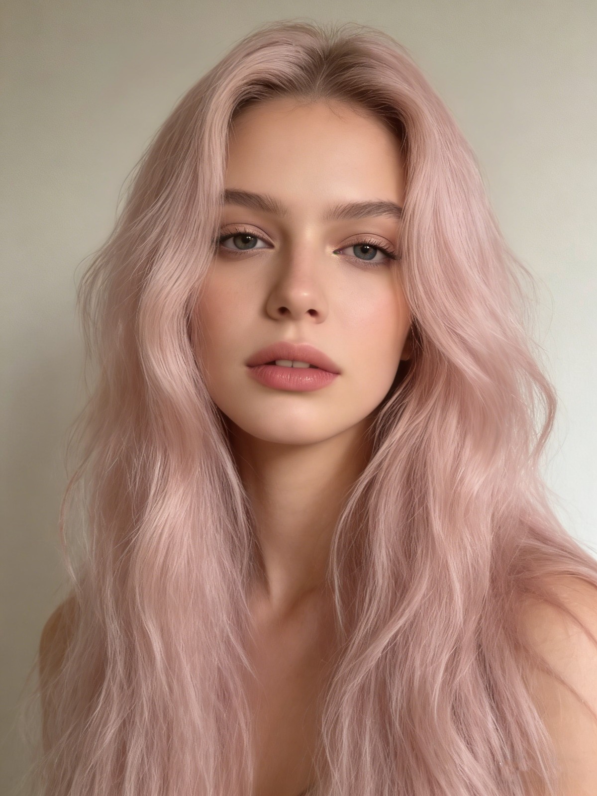 Ombre Light Pink Wavy Wigs 13×4 Lace Front Human Hair Wigs Pre Plucked
