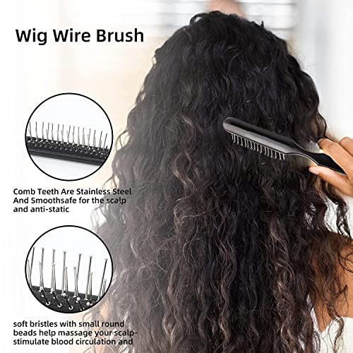 12Pcs Wig Styling Set – Massage Brush, Wide-Tooth Comb, Edge Brush & Clips for W