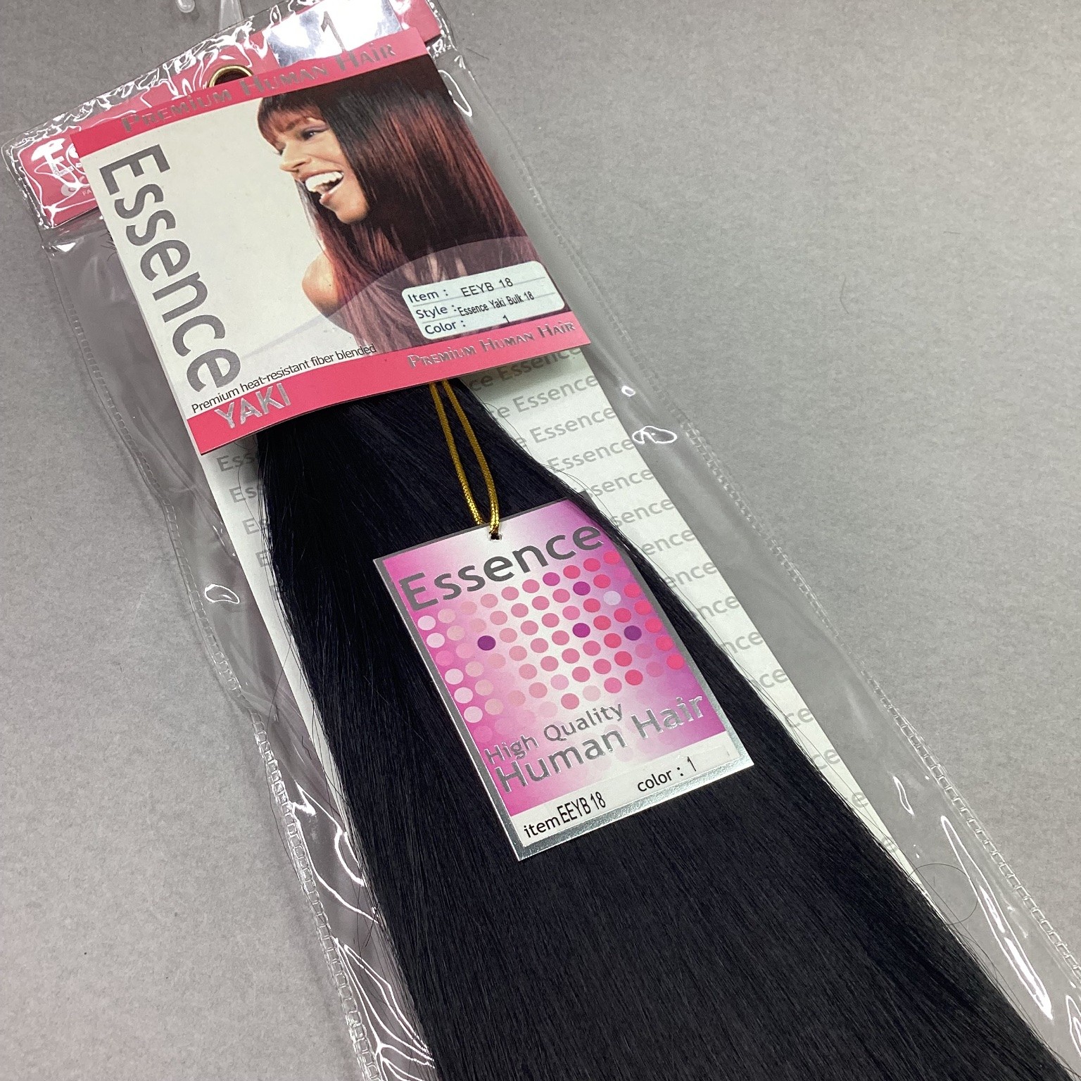 Essence Yaki Bulk Human Hair Extensions 18″ Color 1