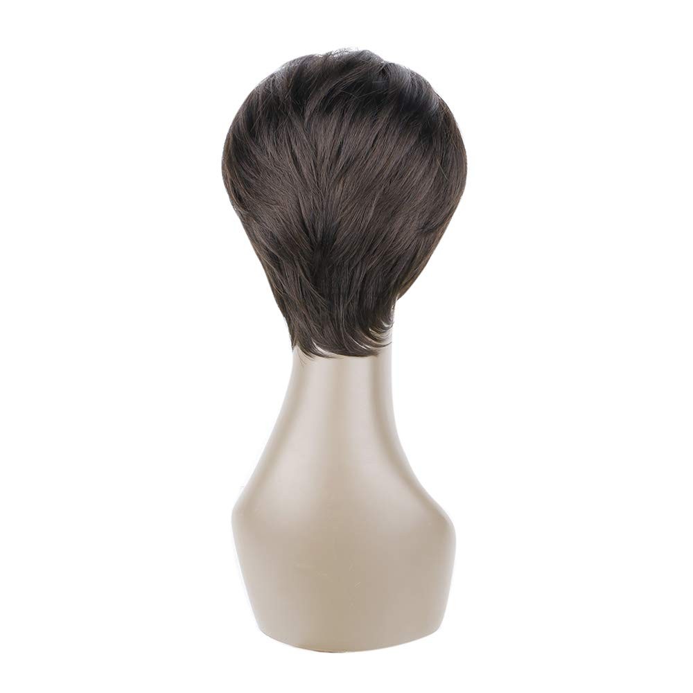 QUEENTAS Short Brown Pixie Cut Wig with 1 Count (Pack of 1), D-Black Cherry