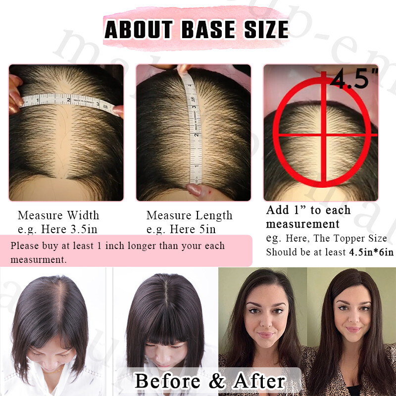 Clip In Top Real Human Remy Hair Topper Women Toupee Hairpiece Bangs Middle Part