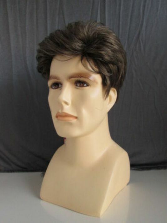 MENS MALE SHORT STRAIGHT WAVY HAIR WIG TAPERED BRUSHED BACK JOHNNY POMPADOUR