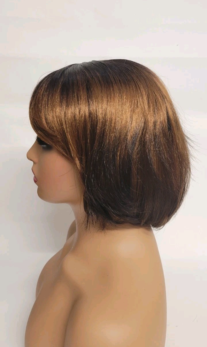💕 SILKY STRAIGHT RETRO SHORT BOB BANG WIG OMBRE DAILY FASHION BOBBI BOSS #3T27C