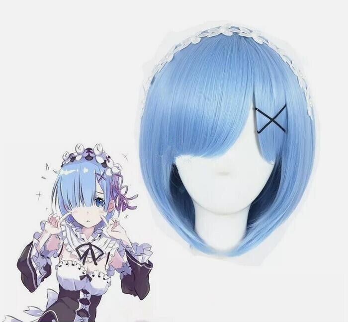 Re:ZERO -Starting Life in Another World Rem Anime Cosplay Wig Short Blue Bob Wig