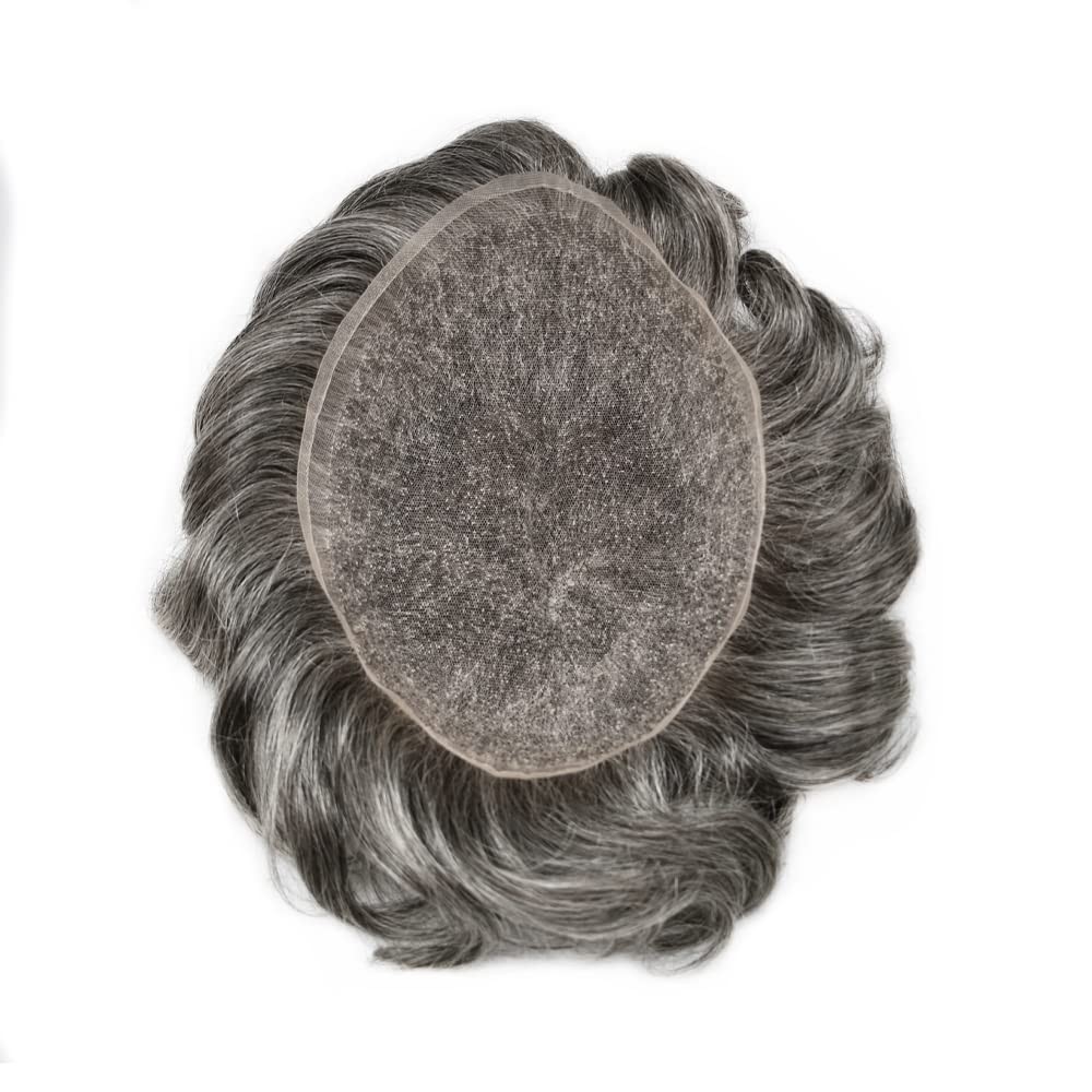 Full SWISS LACE Basement Wig Human Hair Replacement SystemMens Toupee Hairpiece