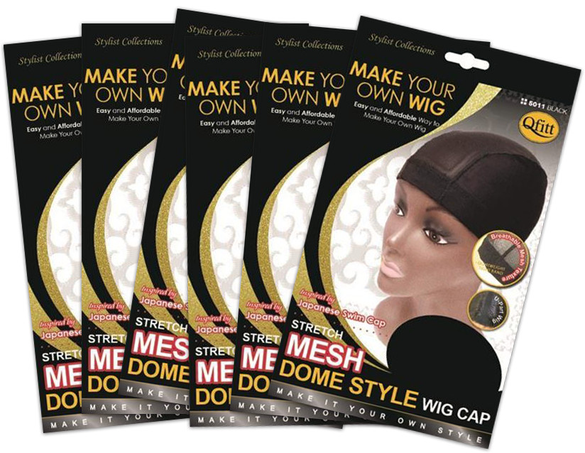 6 Pcs QFITT MESH DOME STYLE WIG CAP Black,Brown,Auburn,Beige