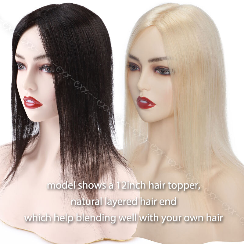 15*16cm Premium Topper Toupee Hairpiece Real Remy Human Hair Silk Base Top Piece