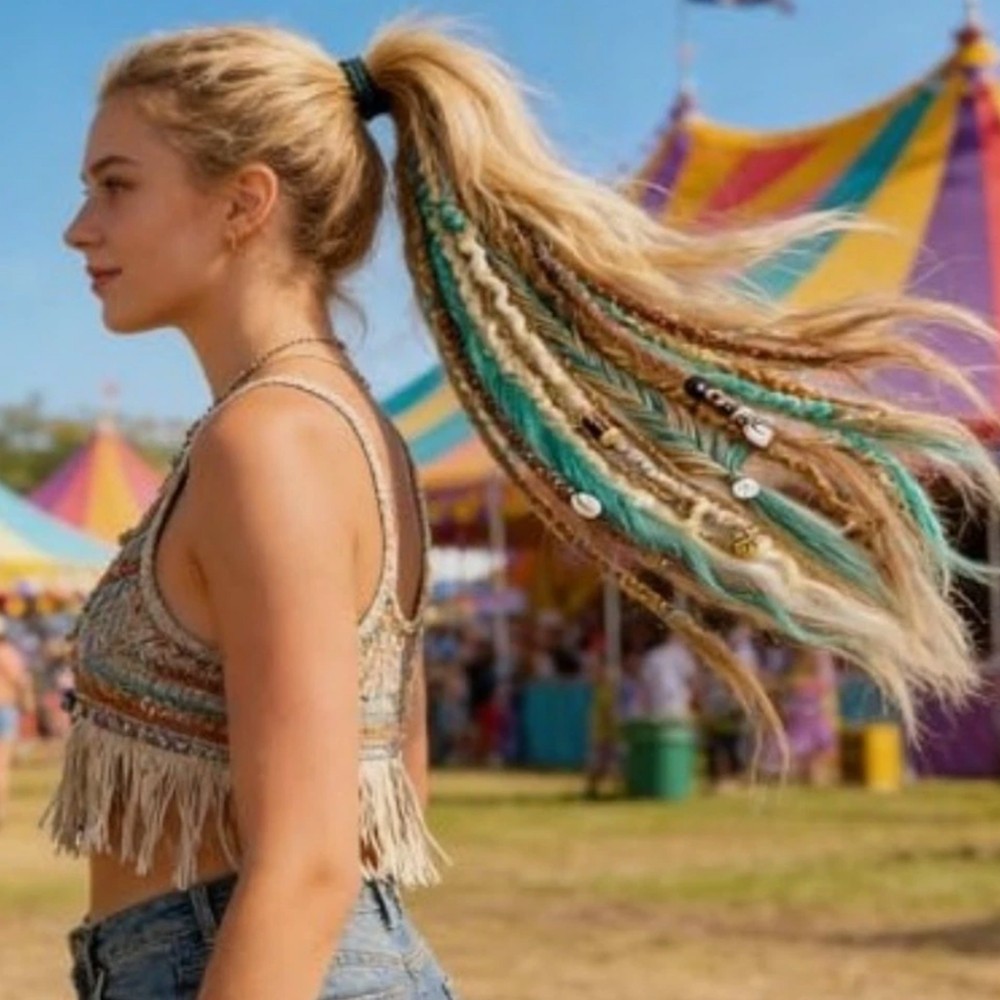 Elastic Dread Ponytail Boho Braided Ponytail Extension Dread Ponytail Extensions