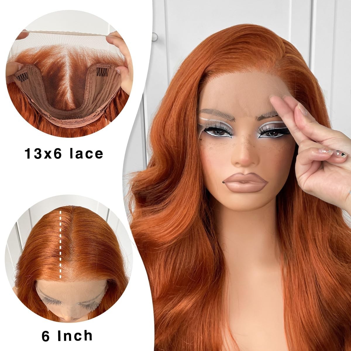 LACE FRONT WIG HUMAN HAIR BLENDED BODYWAVE GINGER