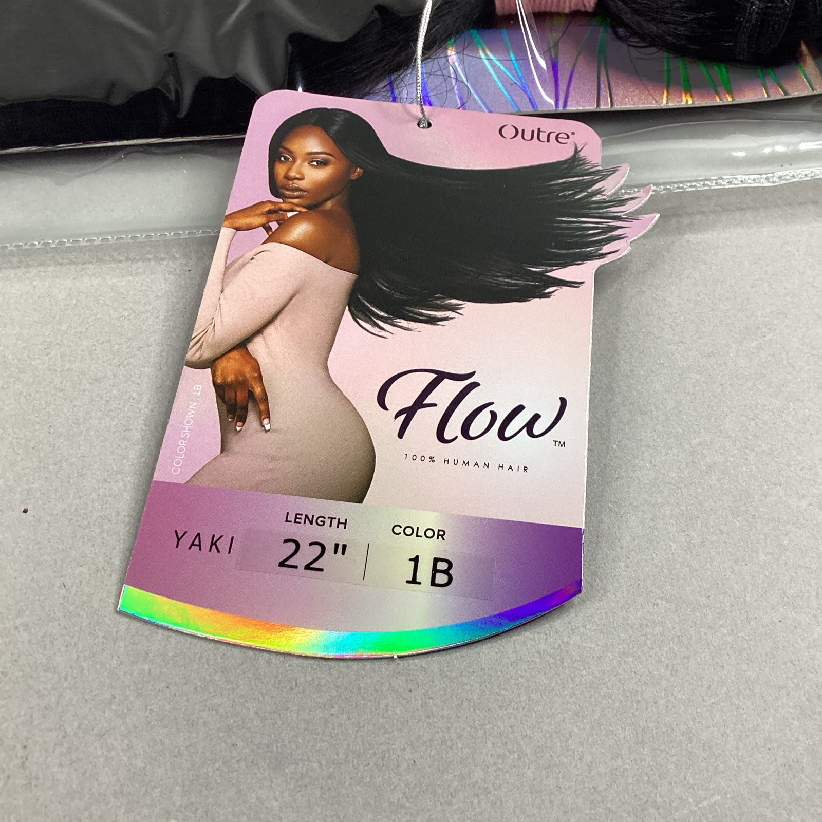 22″ Flow #1B Off Black Yaki Straight 100% Human Hair Extensions