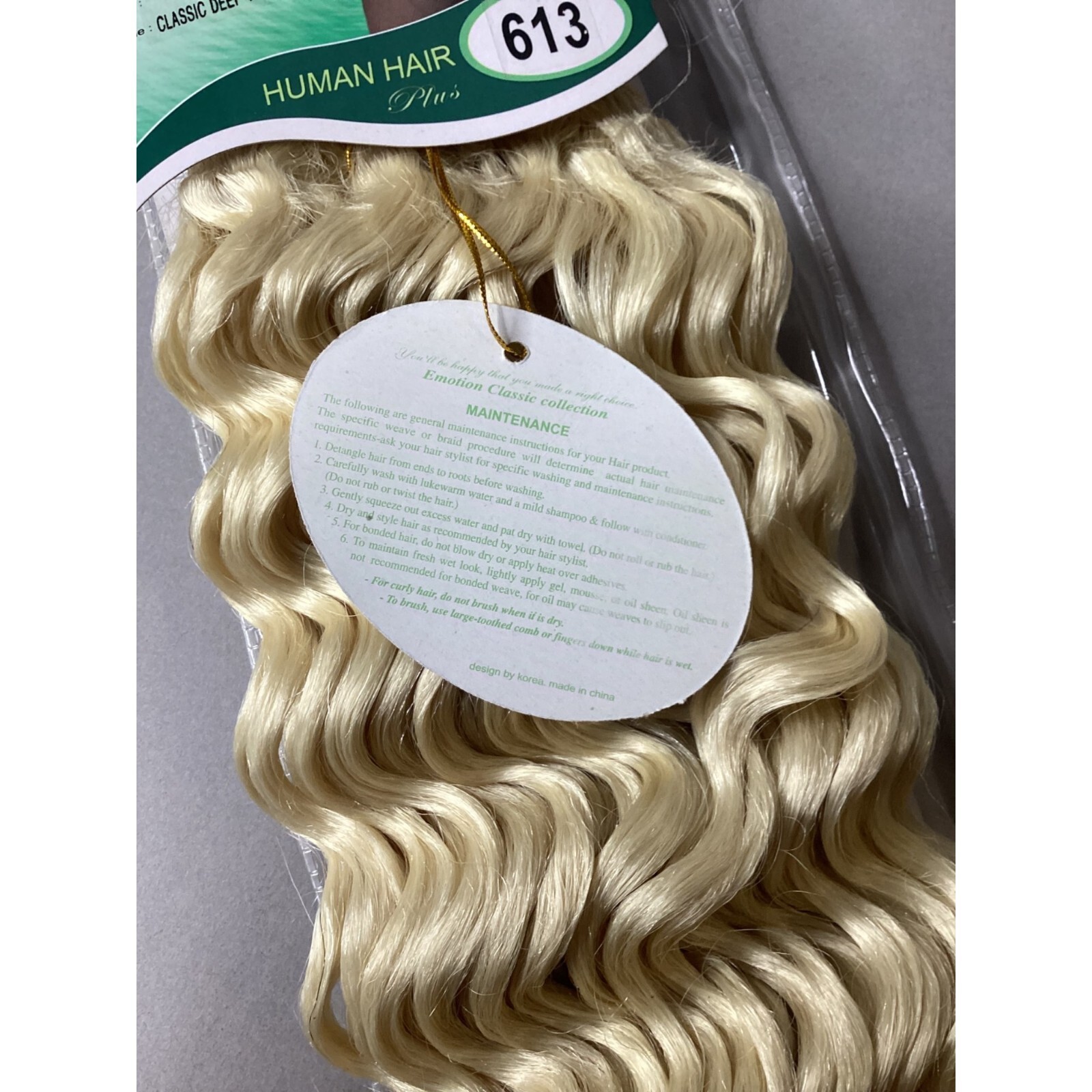 14″ Deep Wave Color #613 Platinum Blonde Blended Hair Extensions Track Emotion