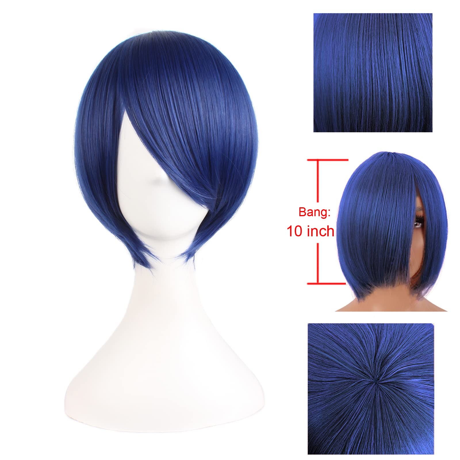 MapofBeauty 12 Inches/30 cm Short Straight 12 Inch (Pack of 1), Mixed Blue
