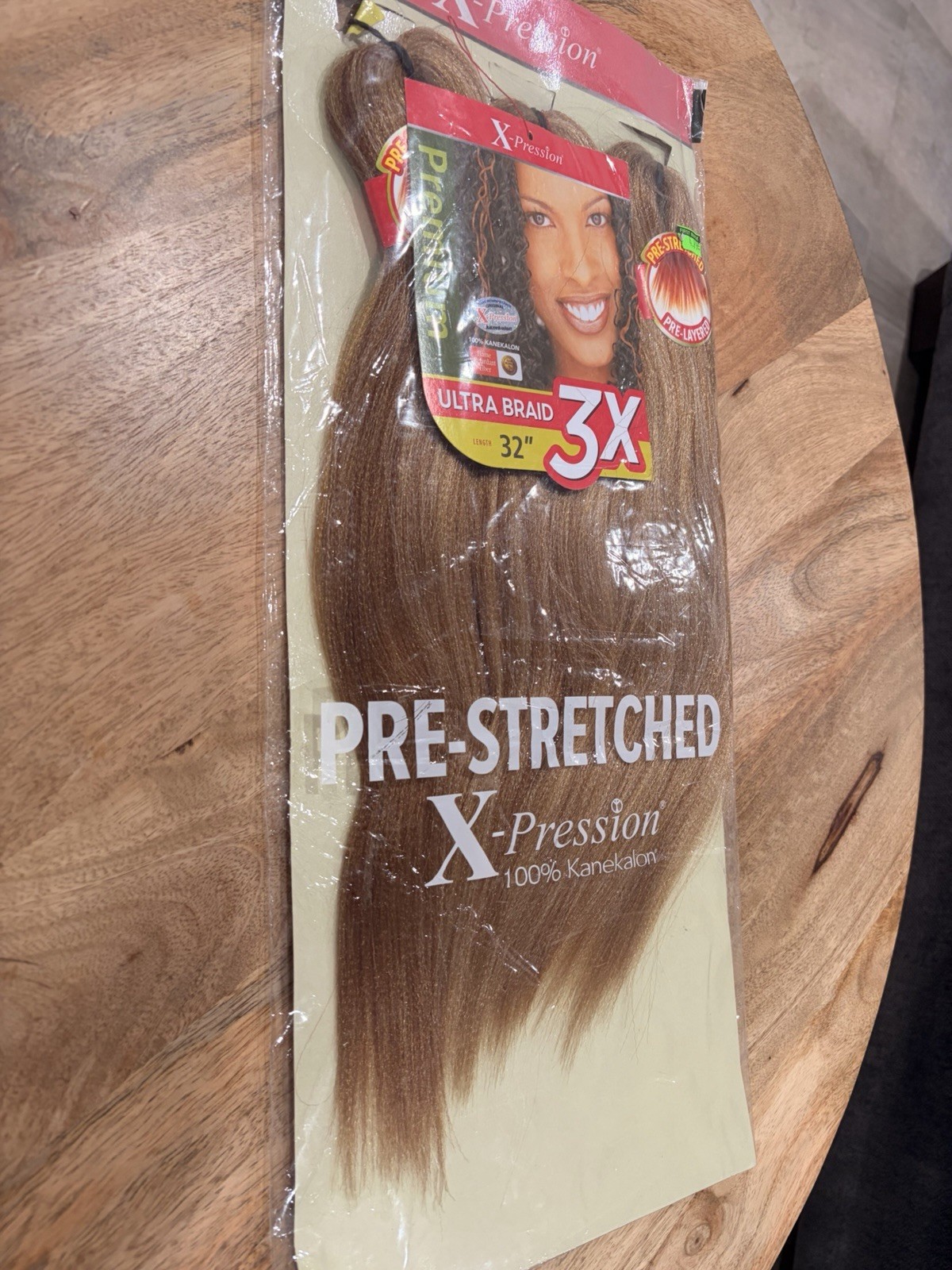 X-Pression 3X Ultra Braid Pre-Stretched 32″ Synthetic Medium Brown Extension