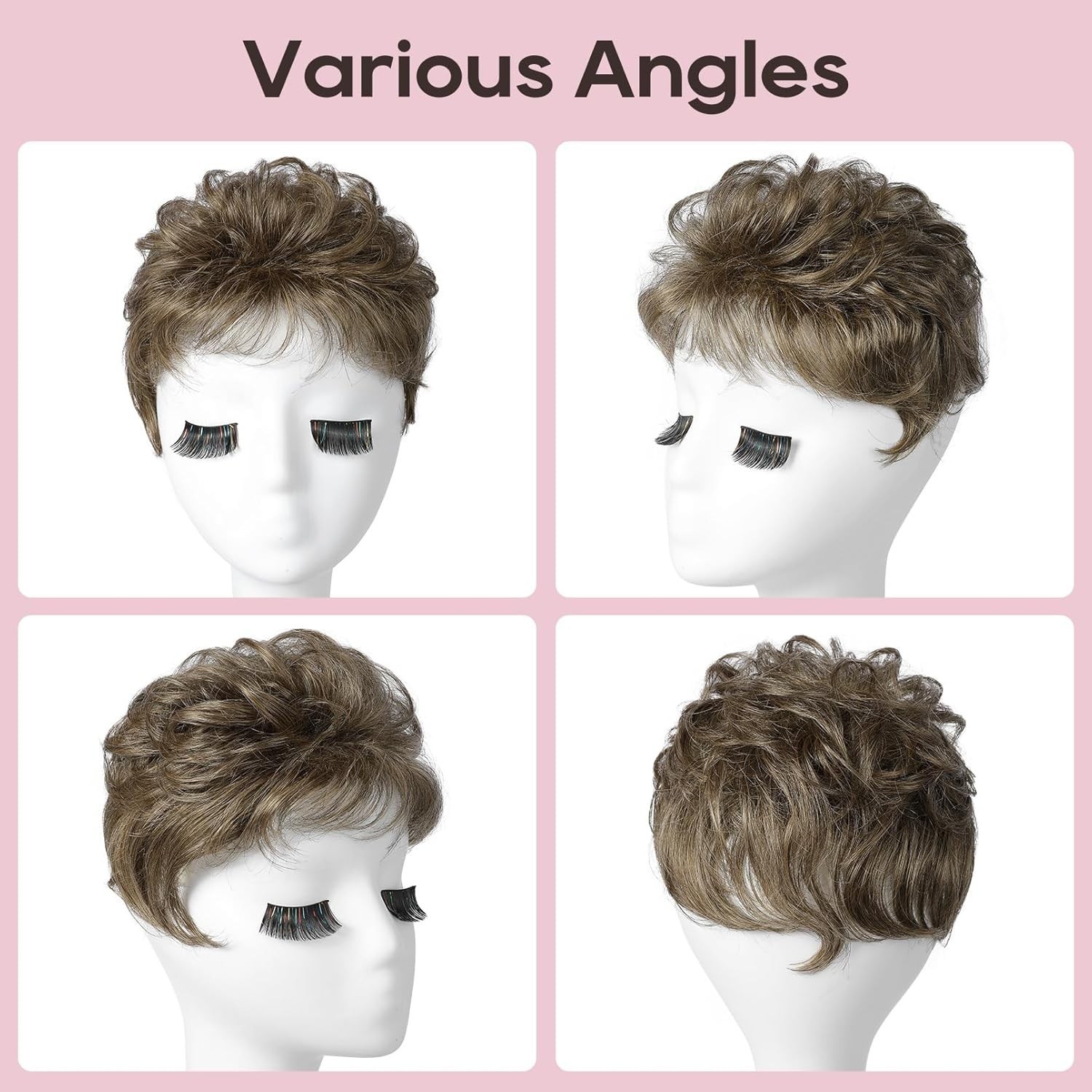 Hair Topper Synthetic Wavy Mid Brown Cover Thinning Hair for Women