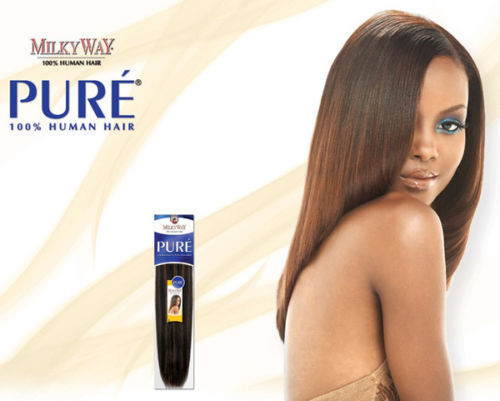 Milky Way PURE Human Hair Weave Extension Yaky_20″_#1