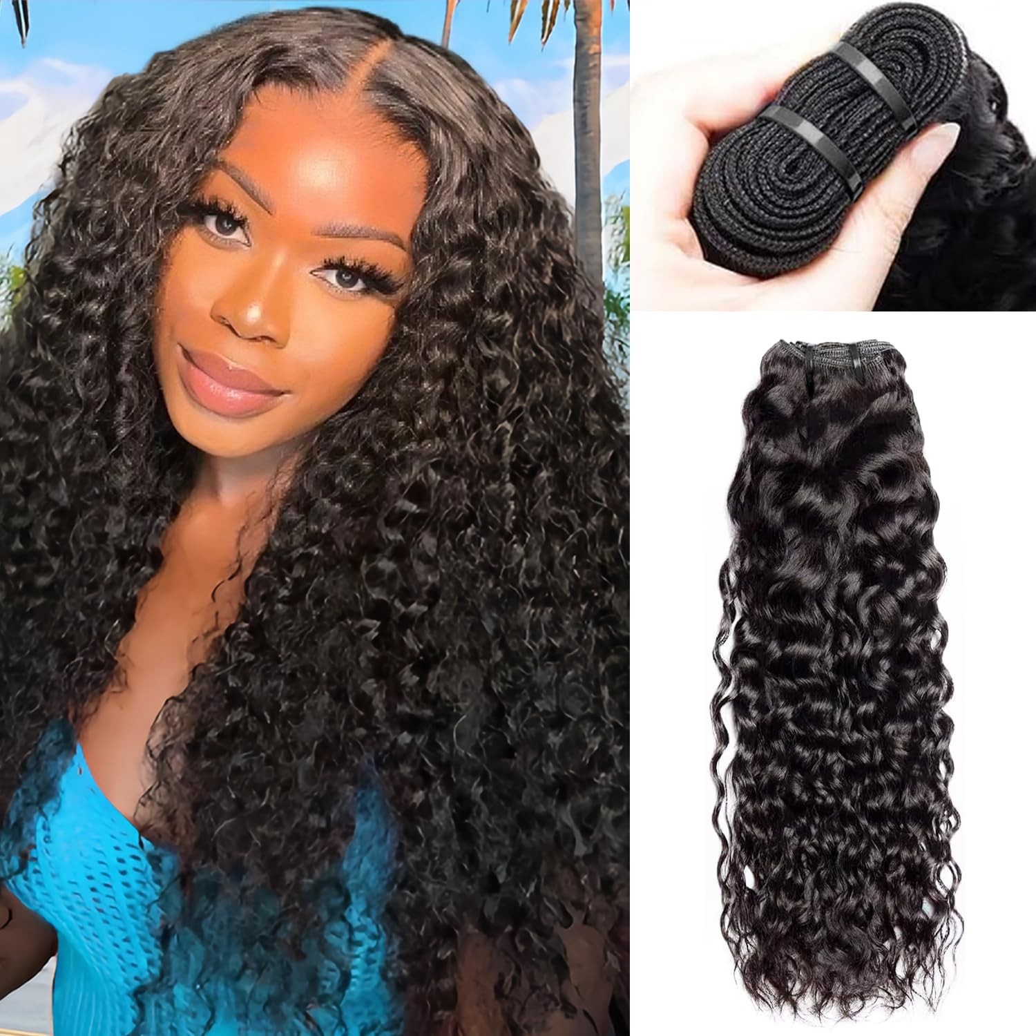 12A Water Wave Human Hair Bundles Wet And Wavy Bundles Human Hair 100% Unproces
