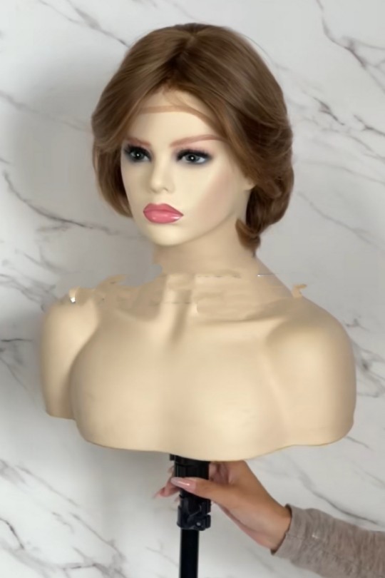 6Inch 100% European Hair Wave Silk Top Wig 100% Human Hair Wig No Dyed