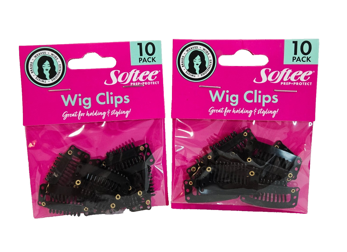 Softee 20 Pack SMALL Black Wig Clips Brand New Sealed Packed 2 Packs