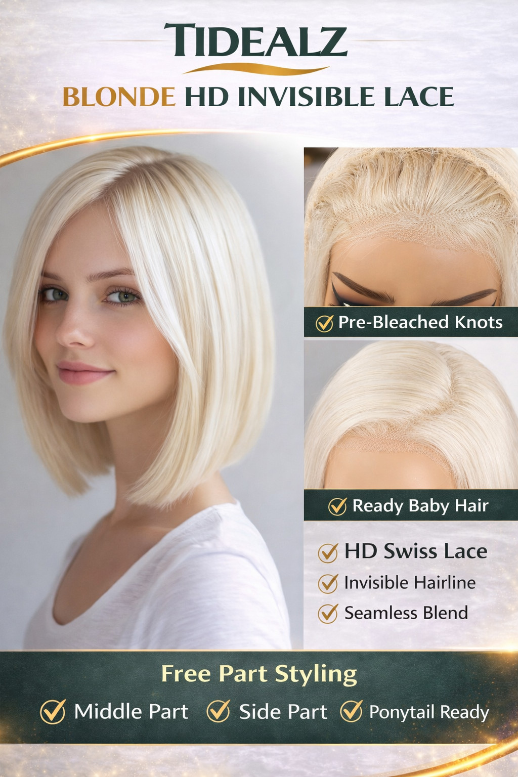10 Inch Platinum 613 Blonde Bob wig-Lace Front Wig Human Hair 13×4 Glueless