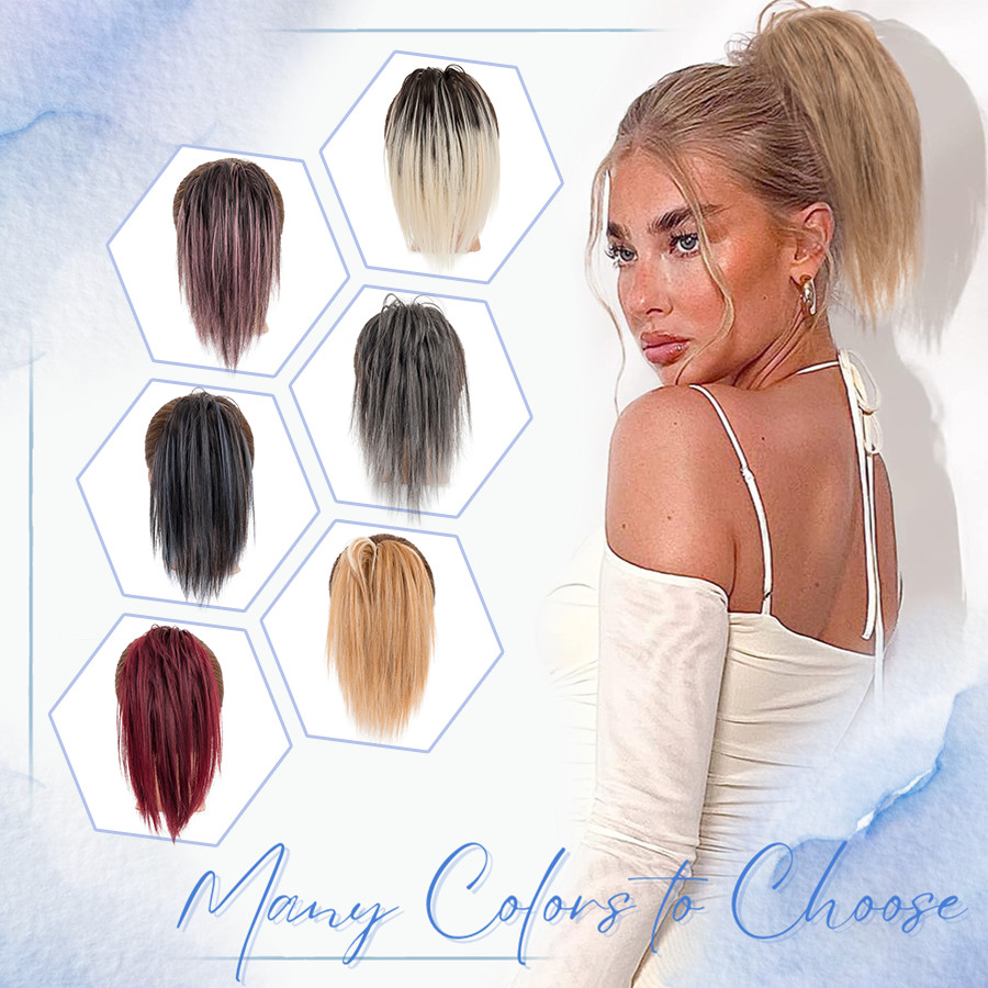 Claw Clip in Messy Bun High Ponytail Extensions Curly Hairpiece Scrunchie Updo