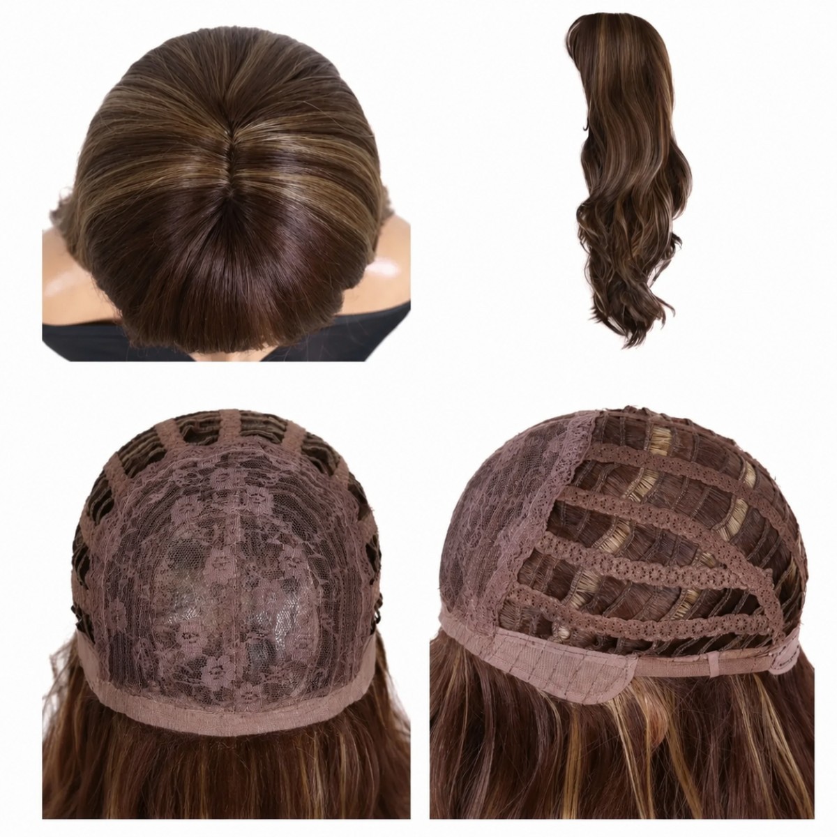 Long Wavy Mixed Brown Cosplay Wig With Bangs Synthetic Hair Heat Resistant